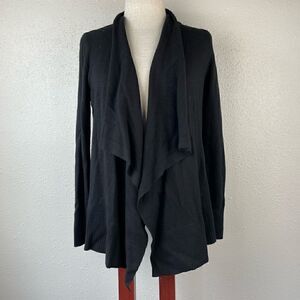 Pre-Owed Loft Womens Black Wool Cardigan with Knit Back Size MP